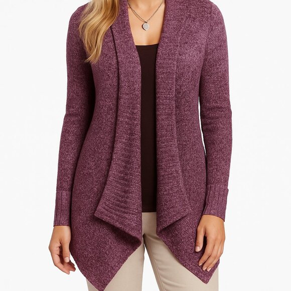 Tommy Bahama Shipley Cardigan Purple L Open Front Cascade Hem Cotton Blend NWT - Picture 1 of 7